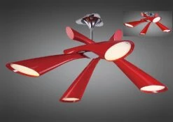 Mantra M0911 Pop Ceiling Semi Flush Convertible 4 Light E27, Gloss Red/White Acrylic/Polished Chrome