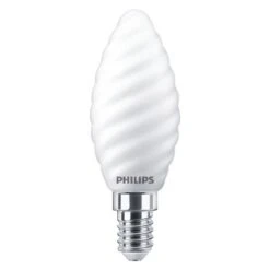 Philips LED 4.5W = 40W SES/E14 Filament Candle Twisted Pearl Cool White Dimmable