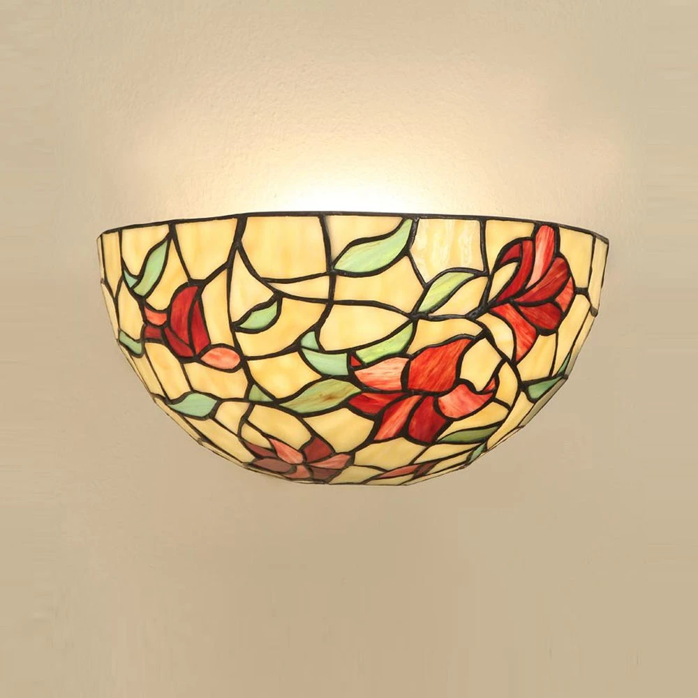 Interiors 1900 Red Lilies T032W Tiffany Wall Light 3 Interiors 1900 Red Lilies T032W Tiffany Wall Light