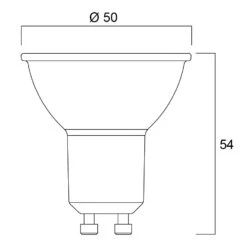 Sylvania Superia ES50 6W (80W) LED GU10 PAR16 36° Daylight Dimmable -Philips Shop r r e refled superia es50 line drawing 1