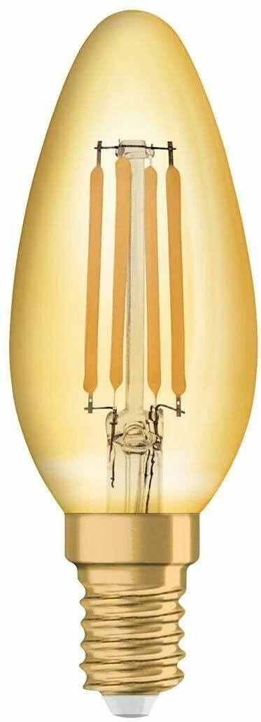 Osram Vintage 4.5W = 37W SES LED Filament Gold Candle Lamp - 2500K Extra Warm White - Non Dim 4 Osram Vintage 4.5W = 37W SES LED Filament Gold Candle Lamp - 2500K Extra Warm White - Non Dim - Image 2