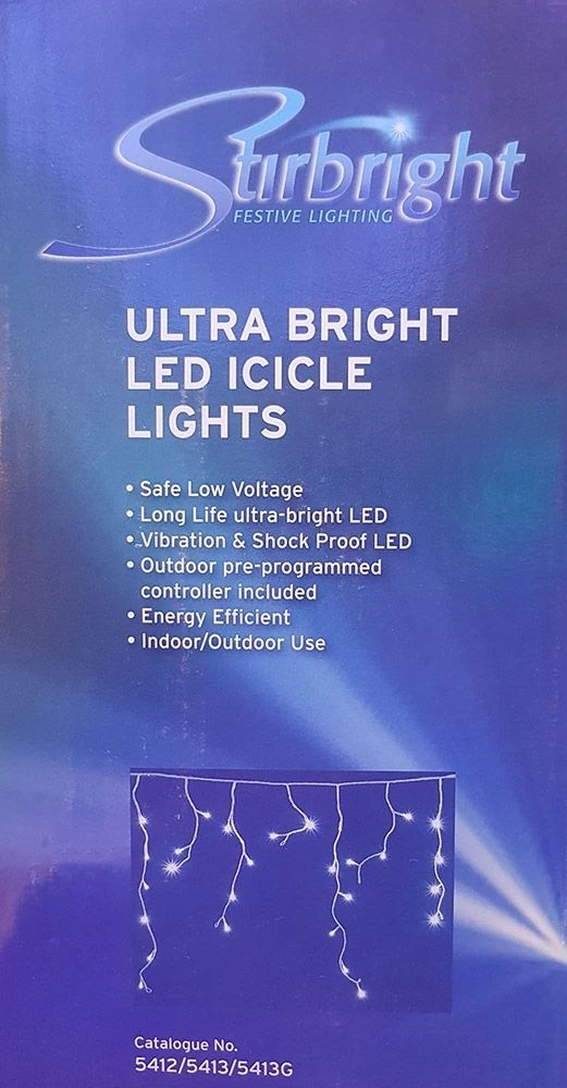 5m Indoor/Outdoor Ultra Bright Blue LEDs Icicle Lights On White Flex 4 5m Indoor/Outdoor Ultra Bright Blue LEDs Icicle Lights On White Flex - Image 2