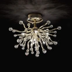 Diyas IL30870 Tizio Polished Chrome/Crystal 10 Light Ceiling Light