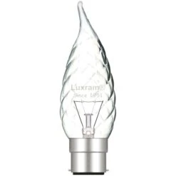 Luxram 25w 240v Bayonet BC/B22 Clear Twisted Bent Tip Candelux Candle Light Bulb -Philips Shop t w twisted bent tip candle b22 clear