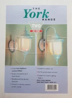 York 100W E27 White Up/Down Outdoor Lantern